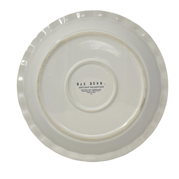 Rae Dunn Artisan Collection Fall White Ceramic PUMPKIN 10 Inch Round Pie Dish - Picture 5 of 9